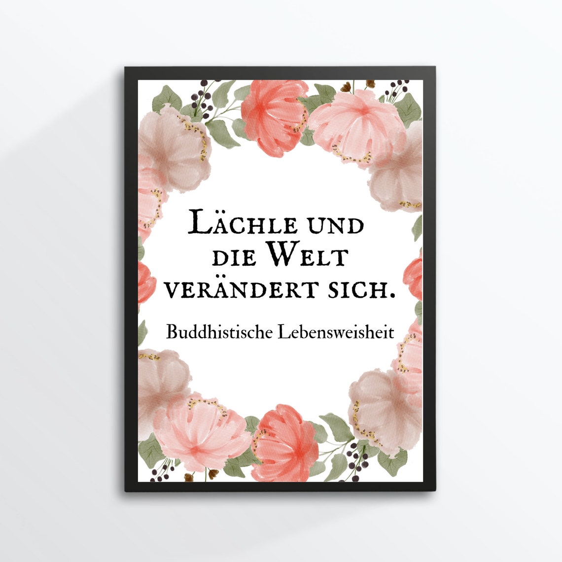 Din A4 Art Print Without Frame Saying Buddha Smiles And The World Changes Motivation Laughter Joy Quote Gift