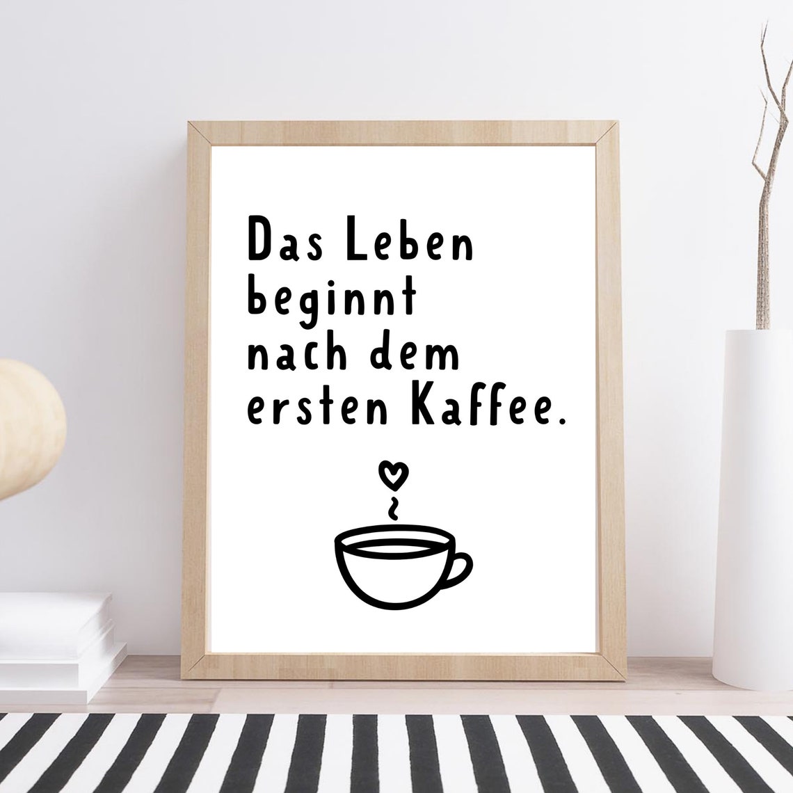German Quote Life Begins After First Coffee Cup Typography Wall Art - Image 3