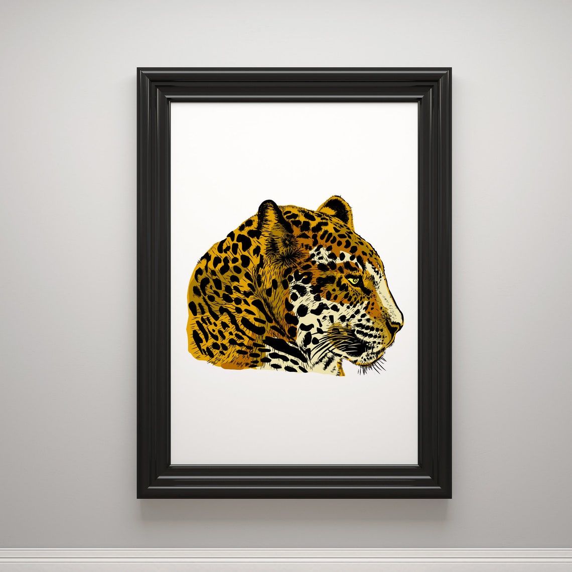 Leopard Head Graphic Art Orange Black Big Cat Wildlife Wall Art Poster - Image 3