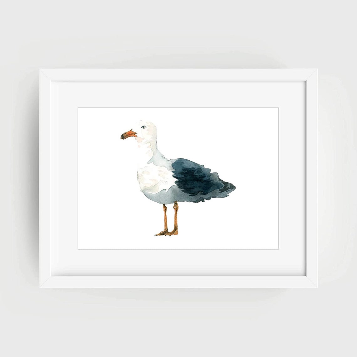 Standing Seagull Portrait Watercolor Coastal Nautical Bird Poster - Image 3