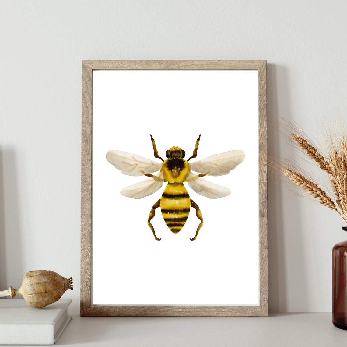 Din A4 Art Print Without Frame Bee Honey Bee Insect Nature Watercolor Picture Poster Print - Image 3