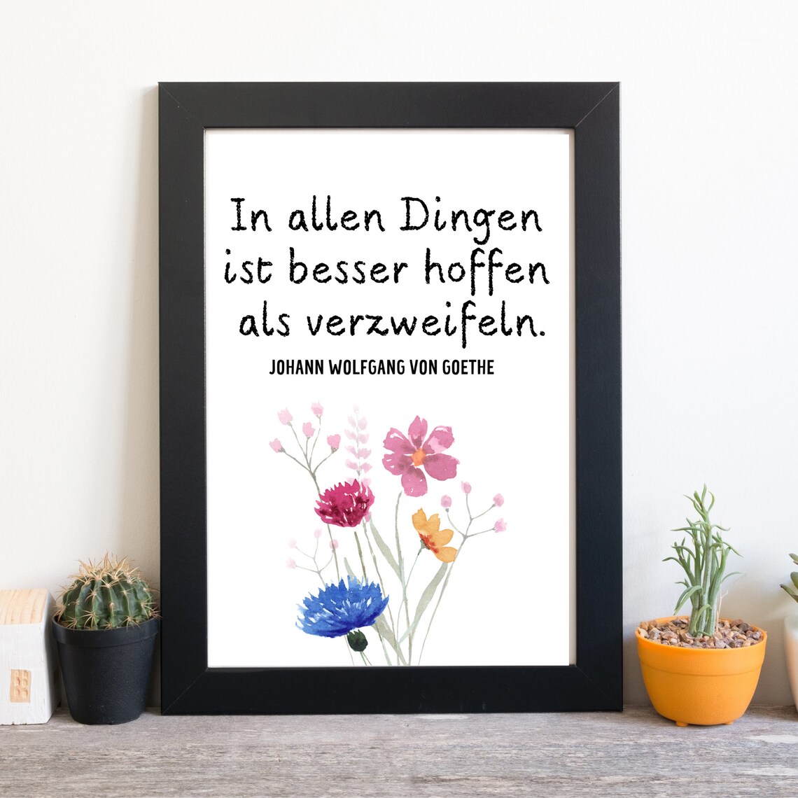Hope Over Despair Goethe Quote Wildflower Watercolor Motivation Poster - Image 3