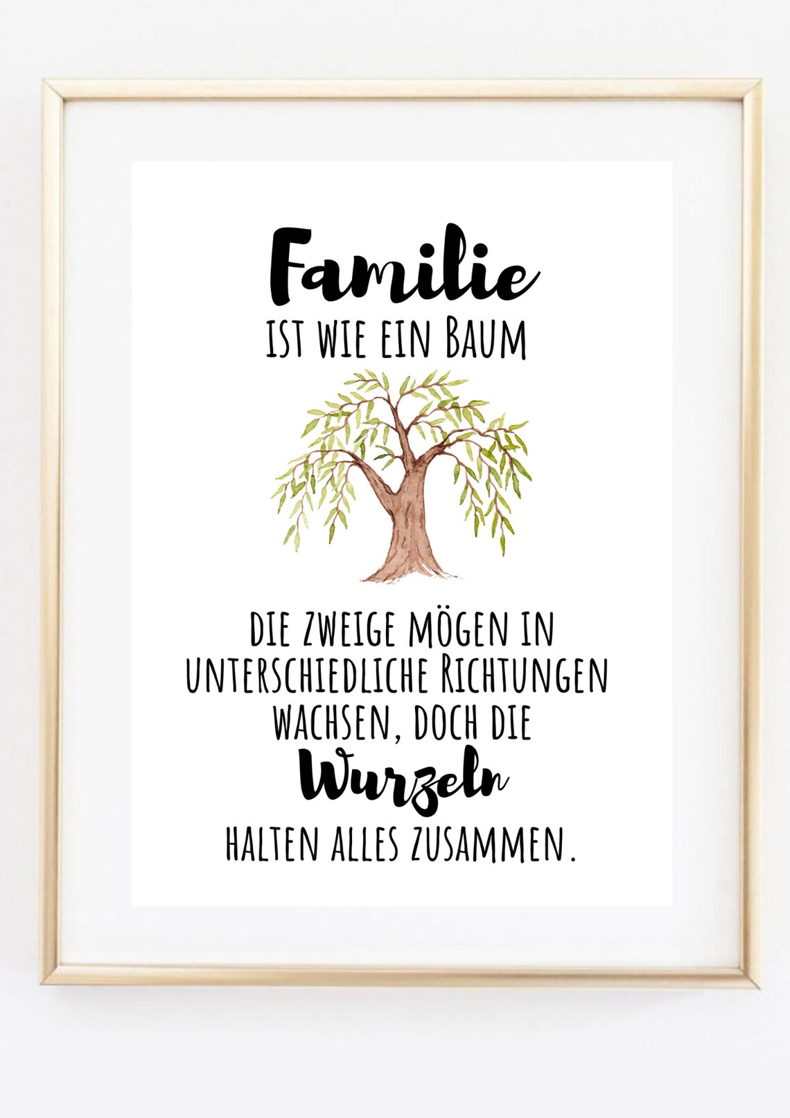 Family Tree Roots Quote Watercolor Heartfelt Gift Saying Wall Poster - Image 2
