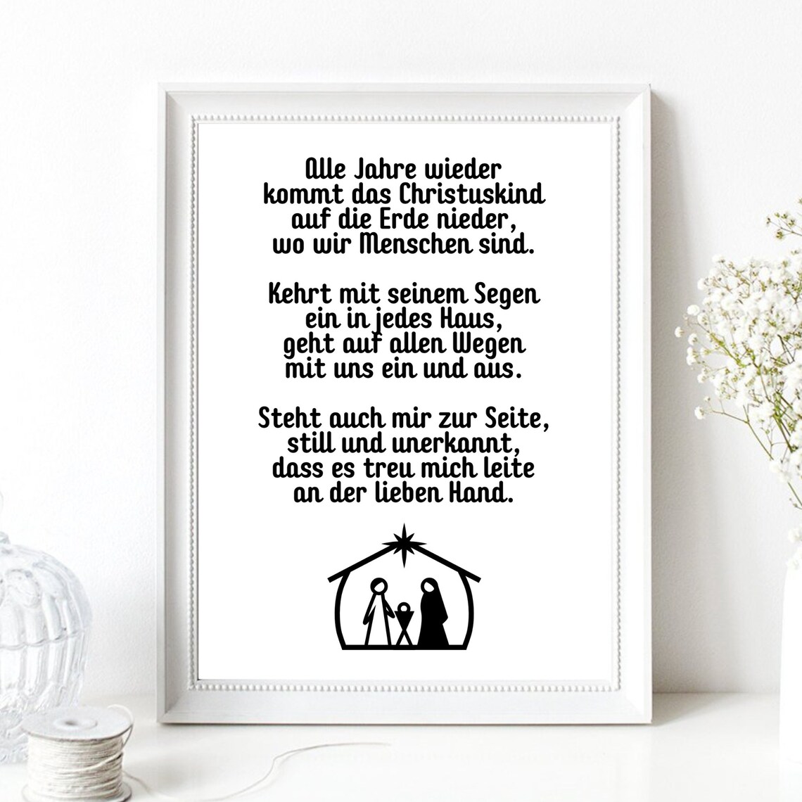 Alle Jahre Wieder Christmas Carol Nativity German Holiday Text Poster