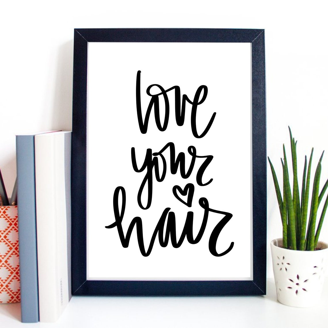Din A4 Art Print Without Frame Love Your Hair Hair Hair Style Hairdresser Salon Beauty Picture Print Poster - Image 2