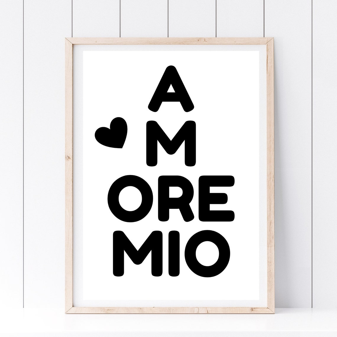 Amore Mio My Love Italian Typography Heart Minimalist Wall Art