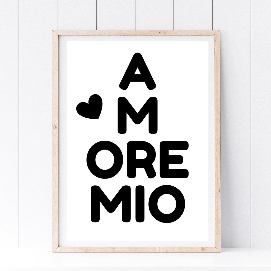 Din A4 Art Print Without Frame Saying Amore Mio My Love My Treasure Typography Print Poster Image