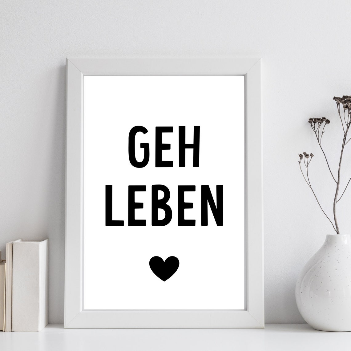Geh Leben Go Live Motivational Quote Heart Minimalist Wall Art - Image 3