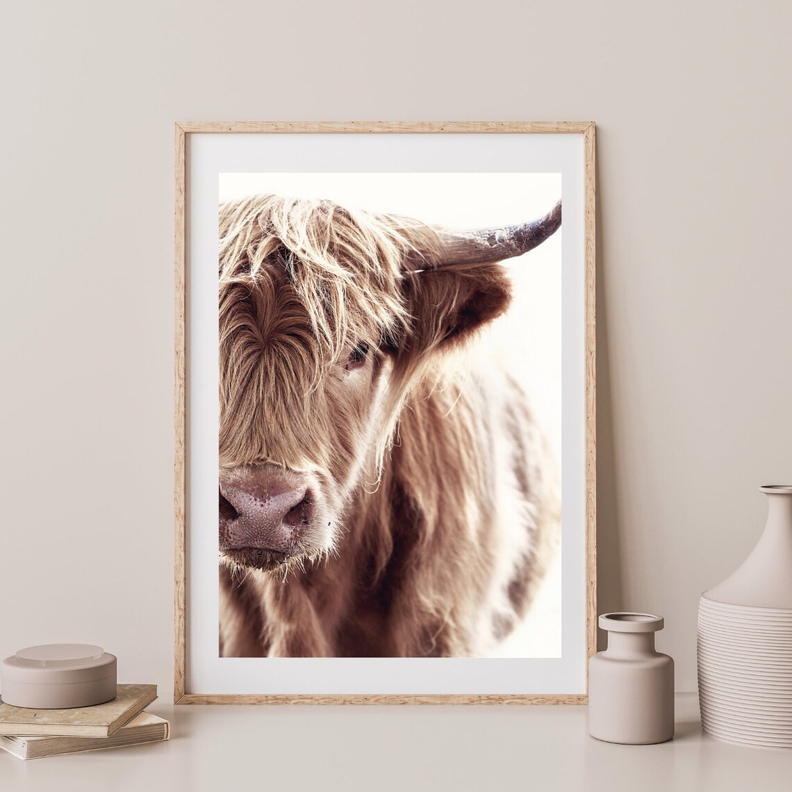 Scottish Highland Cow Close-Up Portrait Brown Fur Farm Animal Poster - Image 3