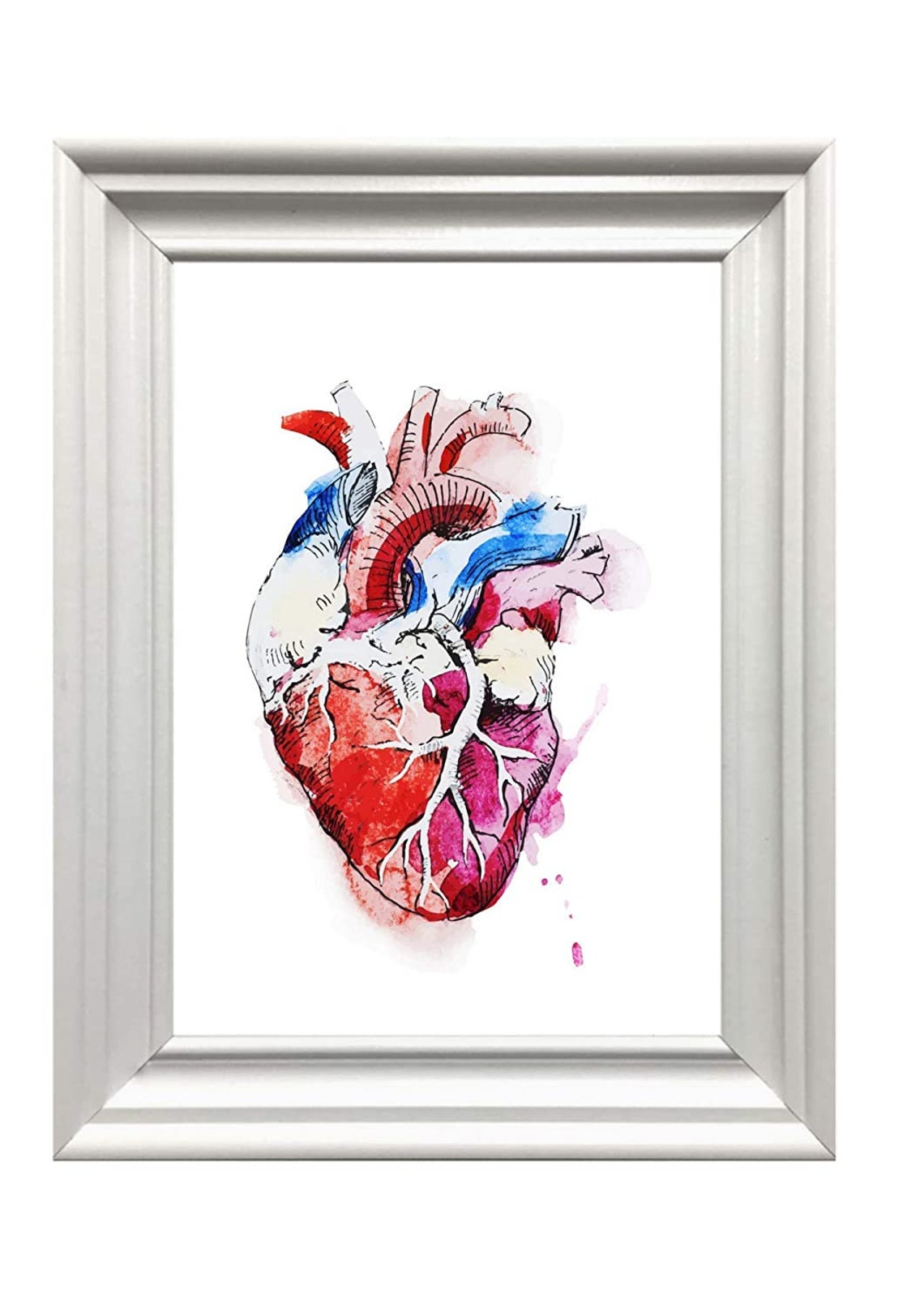 Anatomical Human Heart Watercolor Colorful Medical Art Print - Image 2