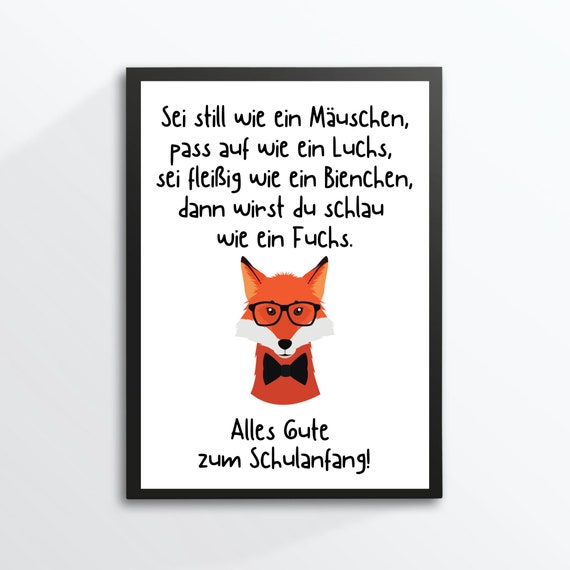 Din A4 Art Print Unframed Saying Poem School Back To School Enrollment 1st Grade First Grader Picture Poster Gift