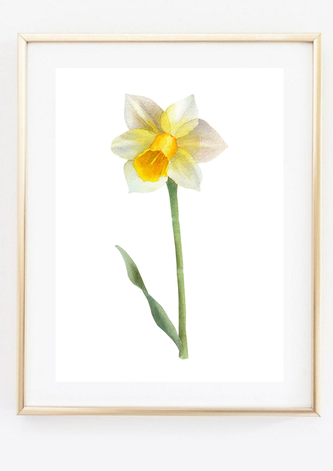 Daffodil Yellow Flower Watercolor Botanical Spring Bloom Art Print - Image 3