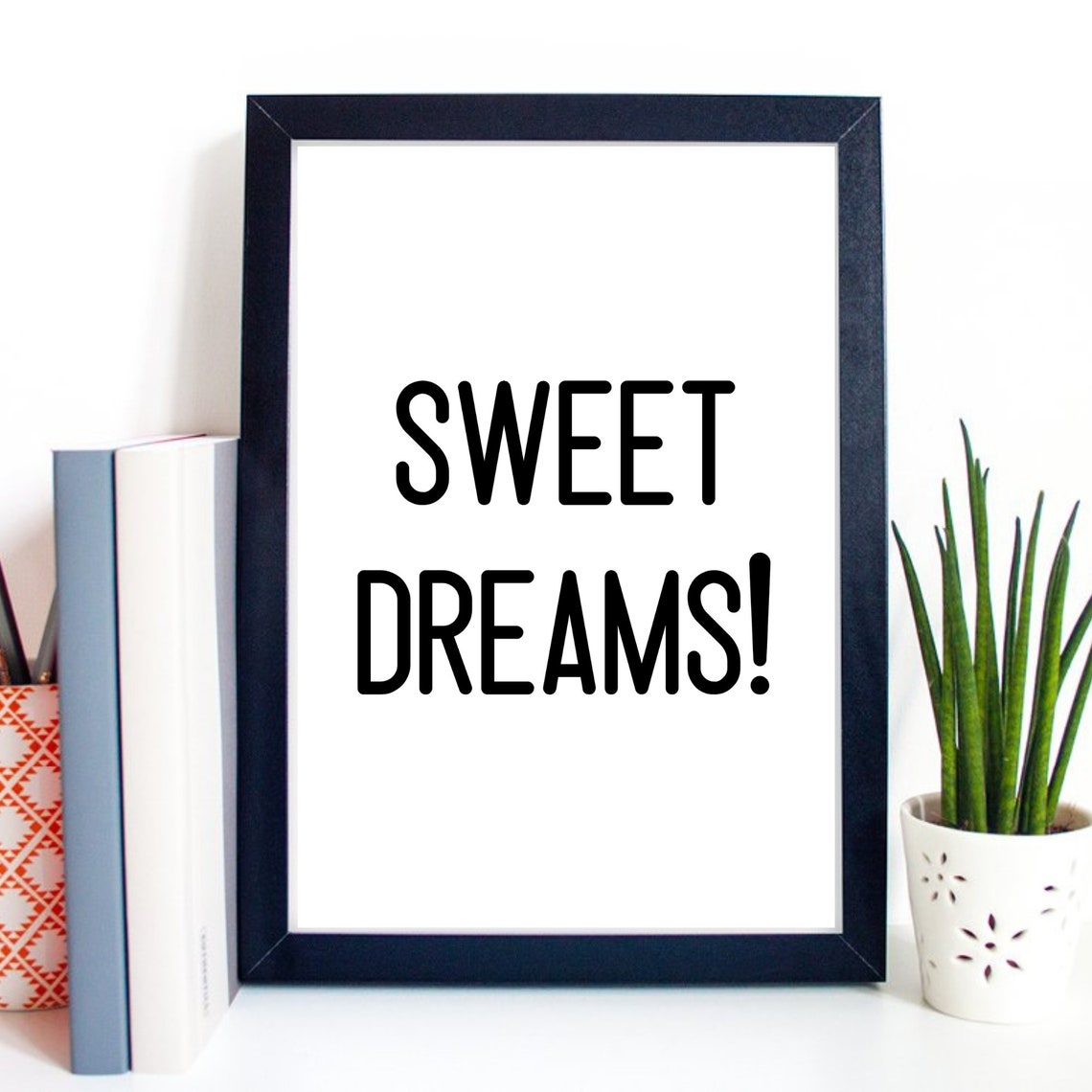 Sweet Dreams Quote Bold Black Typography Bedroom Wall Art Print - Image 3