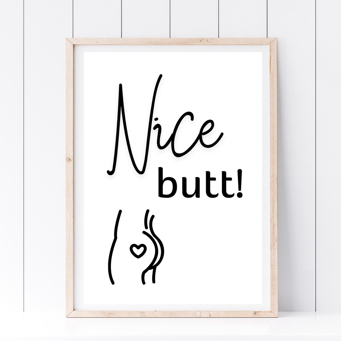 Nice Butt Funny Bathroom Quote Print Minimalist Guest WC Wall Poster