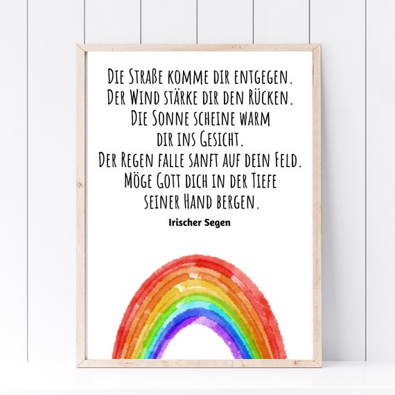 Din A4 Art Print Without Frame Irish Blessing Blessing Saying God Gift Birth Baptism Confirmation Communion Faith Poster Image