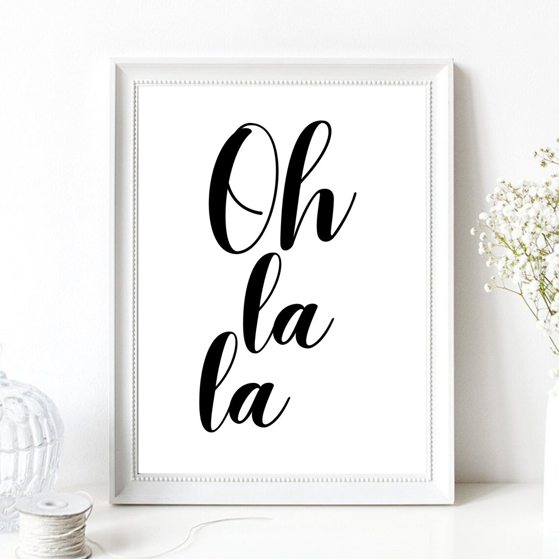 Din A4 Art Print Without Frame Oh La La Oh Lala Typography Print Poster Image