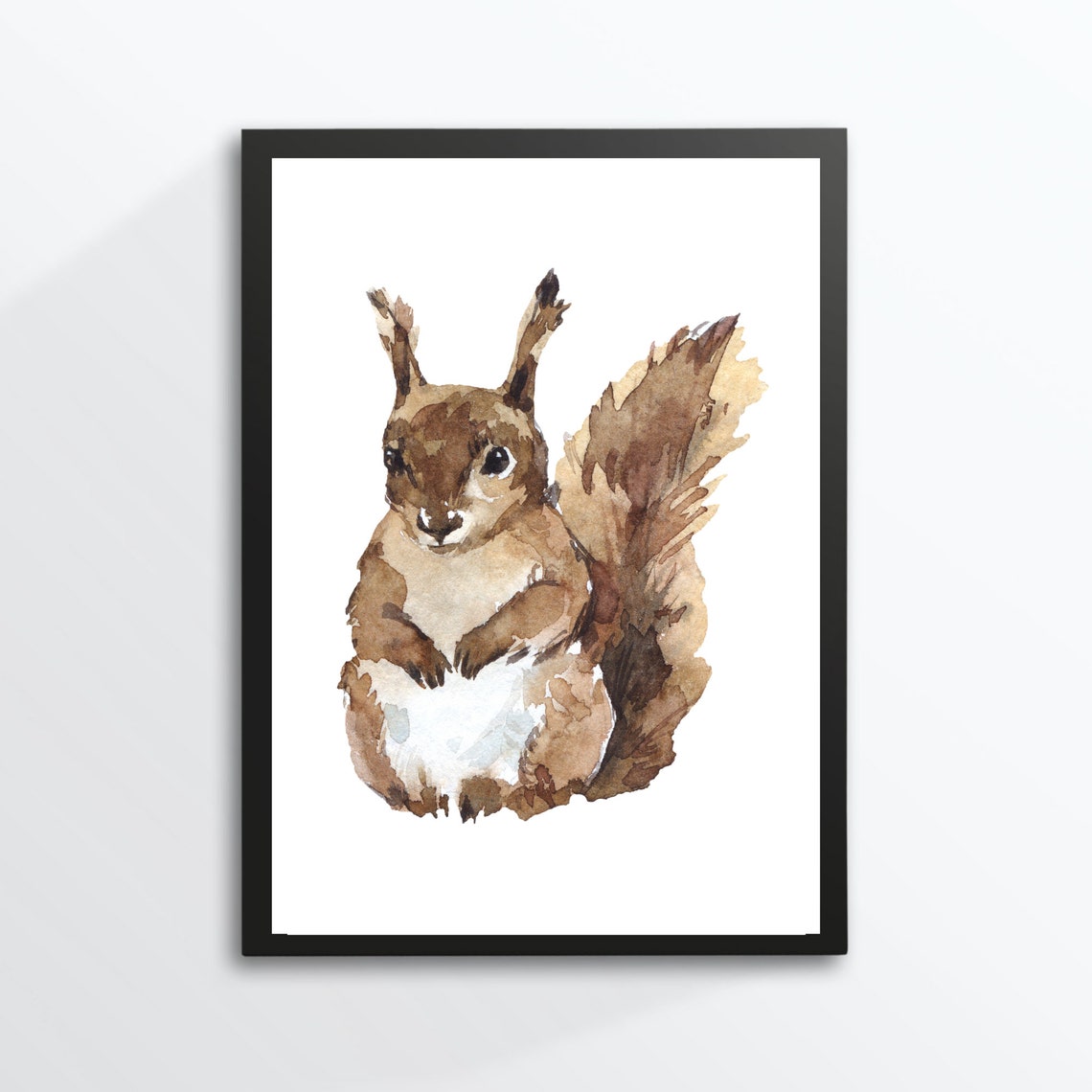 Red Squirrel Watercolor Sitting Pose Forest Animal Art Poster - Image 2