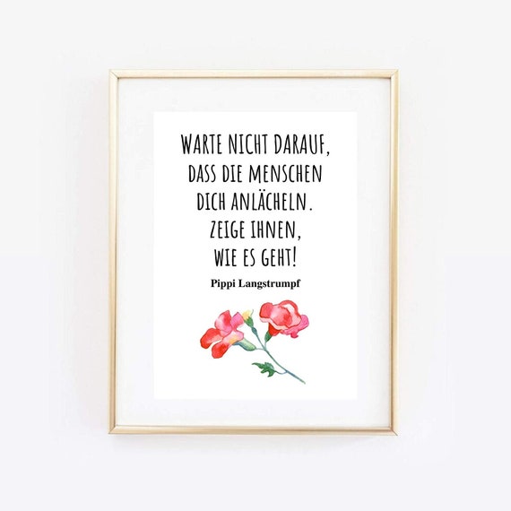 Din A4 Art Print Without Frame Saying Smile Laughter Motivation Courage Image Poster Gift Print