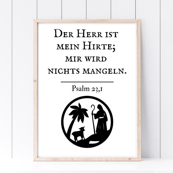 Din A4 Art Print Without Frame Bible Saying Psalm The Lord Is My Shepherd Bible God Faith Baptism Confirmation Communion Birth Poster
