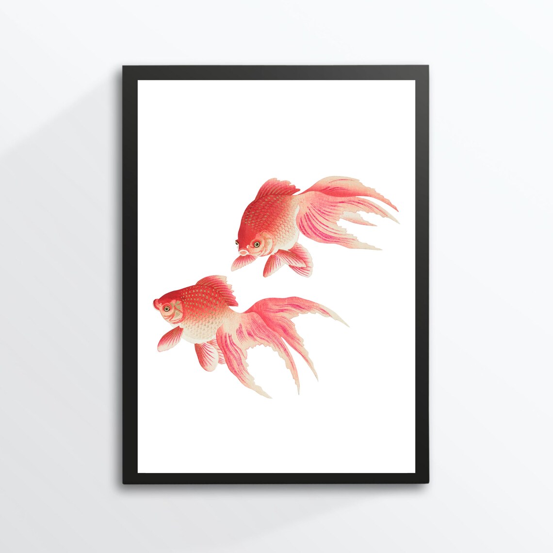 Din A4 Art Print Without Frame Goldfish Goldfish Fish Vintage Retro Red Print Poster Image - Image 3