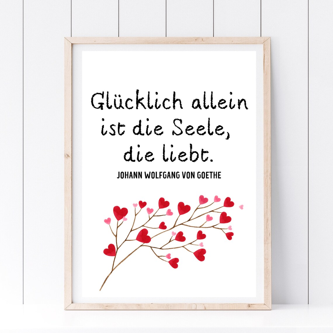 Happy Soul That Loves Goethe Quote Heart Tree Watercolor Love Poster
