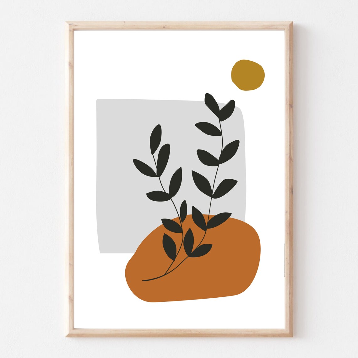 Modern Abstract Botanical Branch Sun Minimalist Art Print Poster Decor - Image 3