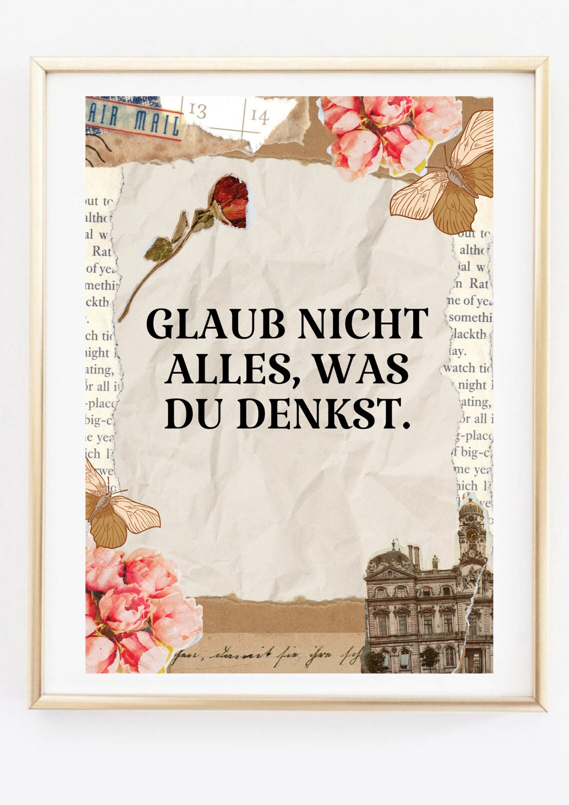 Dont Believe Everything You Think German Vintage Collage Art Print - Image 3