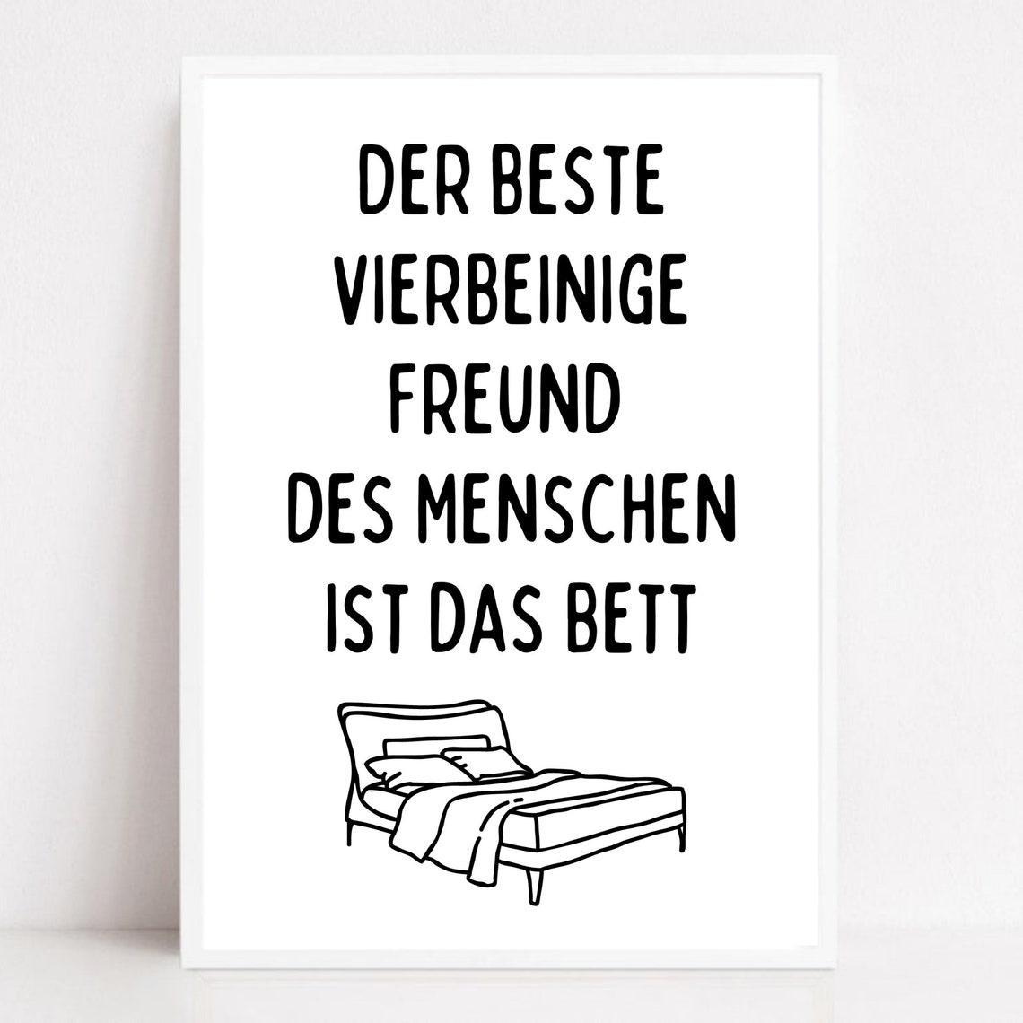 Funny German Quote Bed Typography Humor Black White Wall Art - Image 2