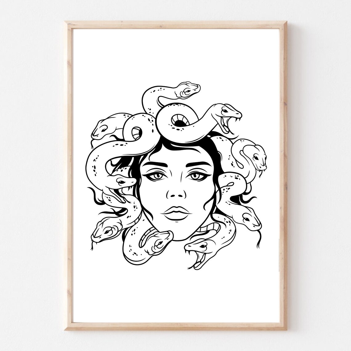 Medusa Gorgon Greek Mythology Snake Hair Line Art Illustration Poster - Image 3