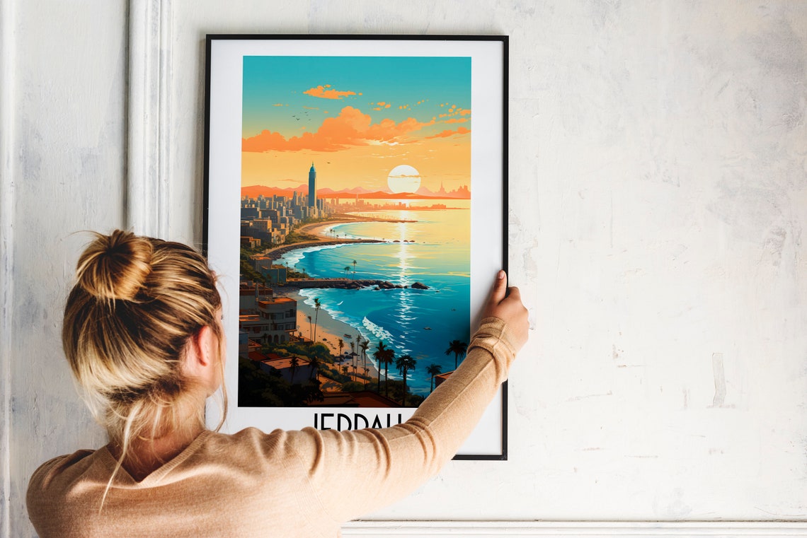 Jeddah Saudi Arabia Corniche Sunset Palm Beach Travel Poster - Image 2
