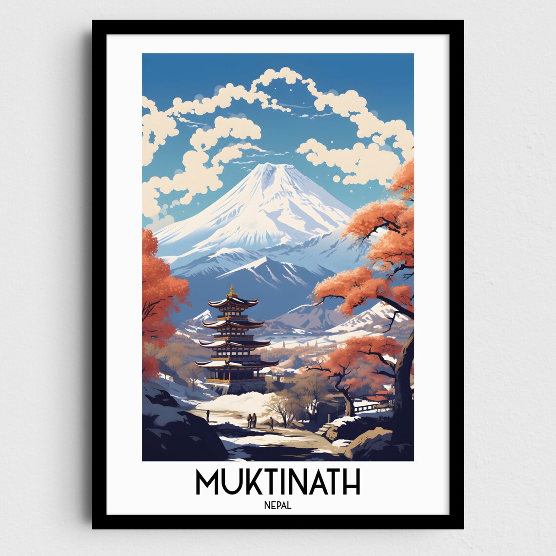 Muktinath Snow Mountain Temple Nepal Himalaya Travel Art Poster