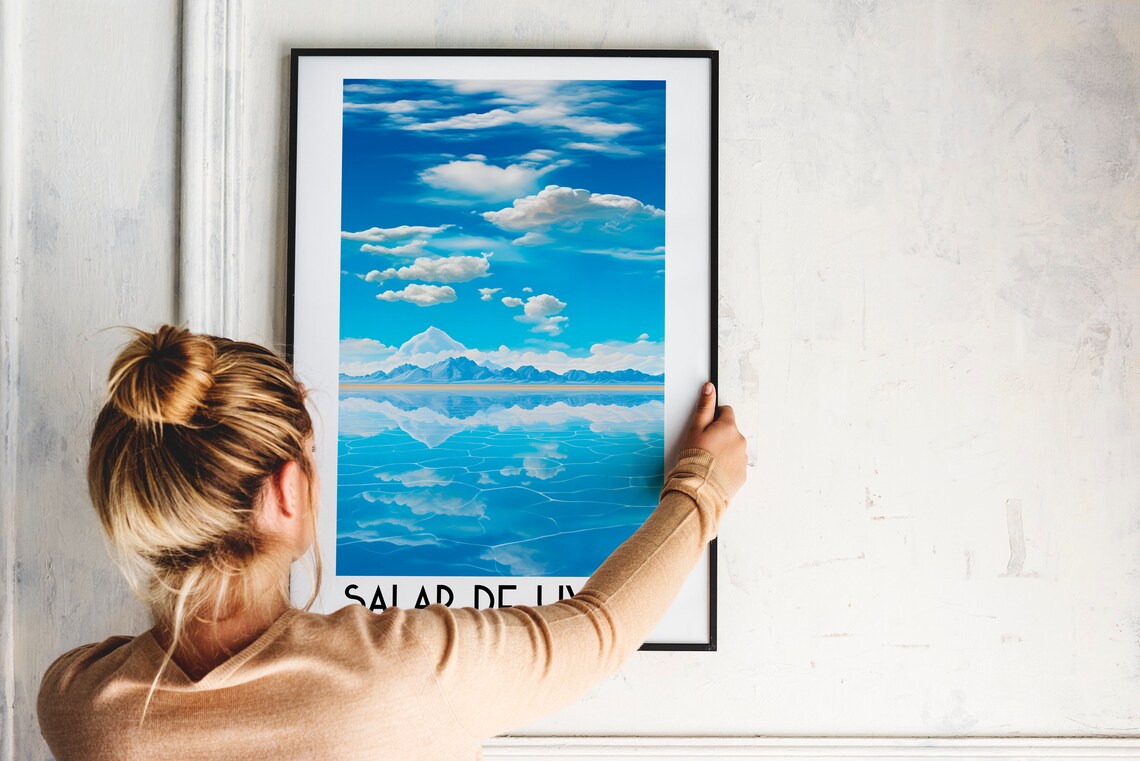 Salar de Uyuni Bolivia Mirror Salt Flats Cloud Reflection Travel Poster - Image 2