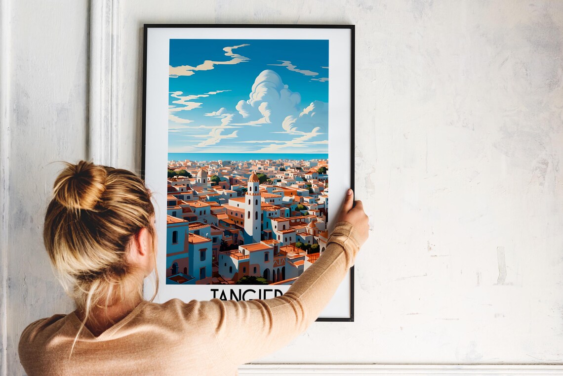 Tangier Morocco White Medina Old Town Port Sea View Travel Poster - Image 2