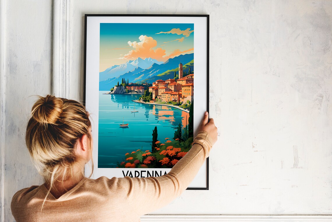 Varenna Italy Lake Como Lakeside Village Boats Alpine Travel Poster - Image 2