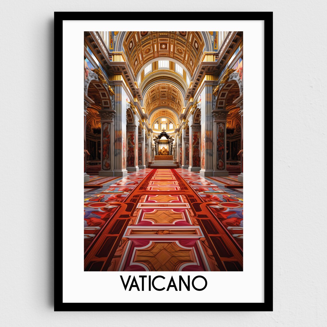 Vaticano Italy St Peters Basilica Interior Baroque Marble Hall Poster