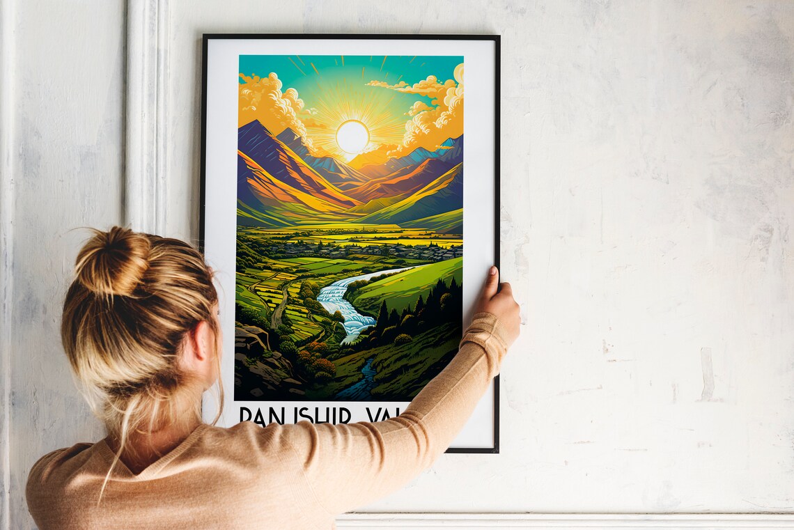 Panjshir Valley Afghanistan Mountain Sunrise River Travel Poster - Image 2