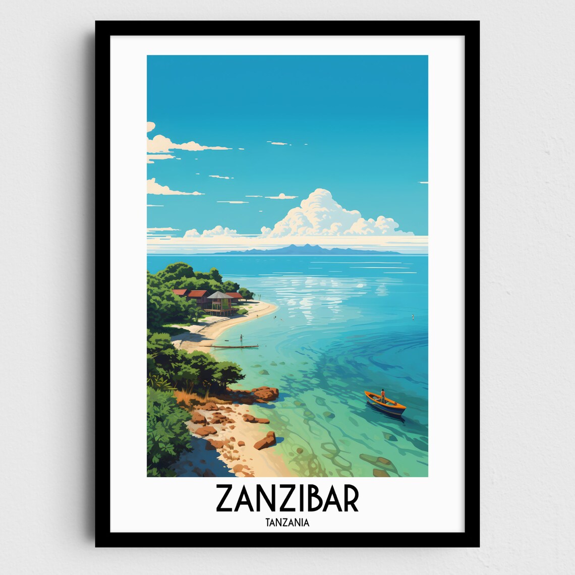 Zanzibar Travel Poster, Tanzania Home Decor
