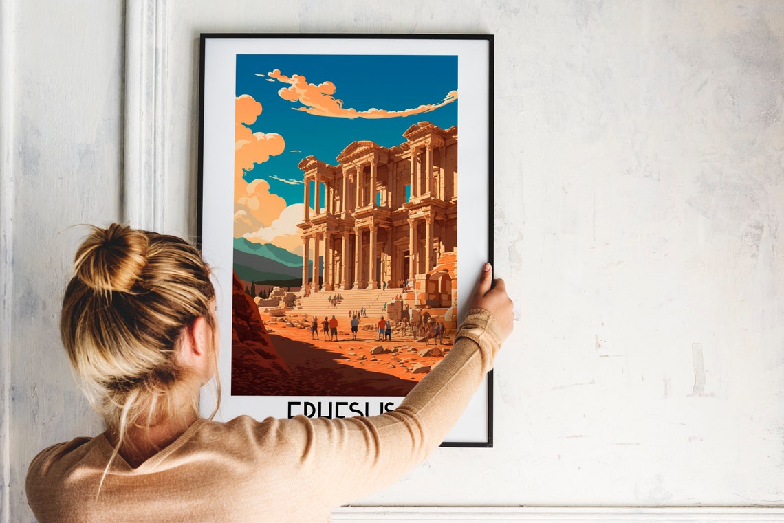 Ephesus Turkey Library of Celsus Ancient Ruins Vintage Travel Poster - Image 2