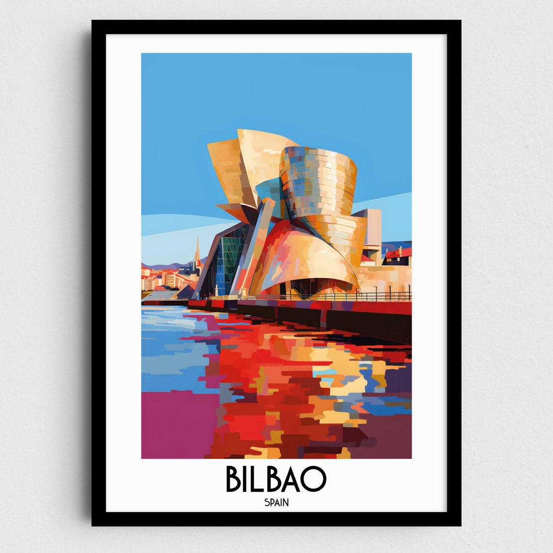 Bilbao Spain Guggenheim Museum River Modern Architecture Poster