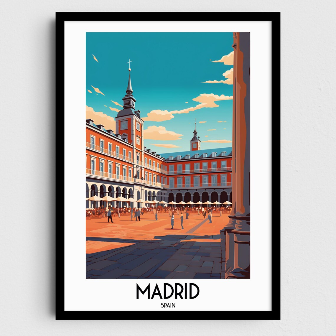 Madrid Spain Old Plaza Mayor Historic Square Travel Art Poster
