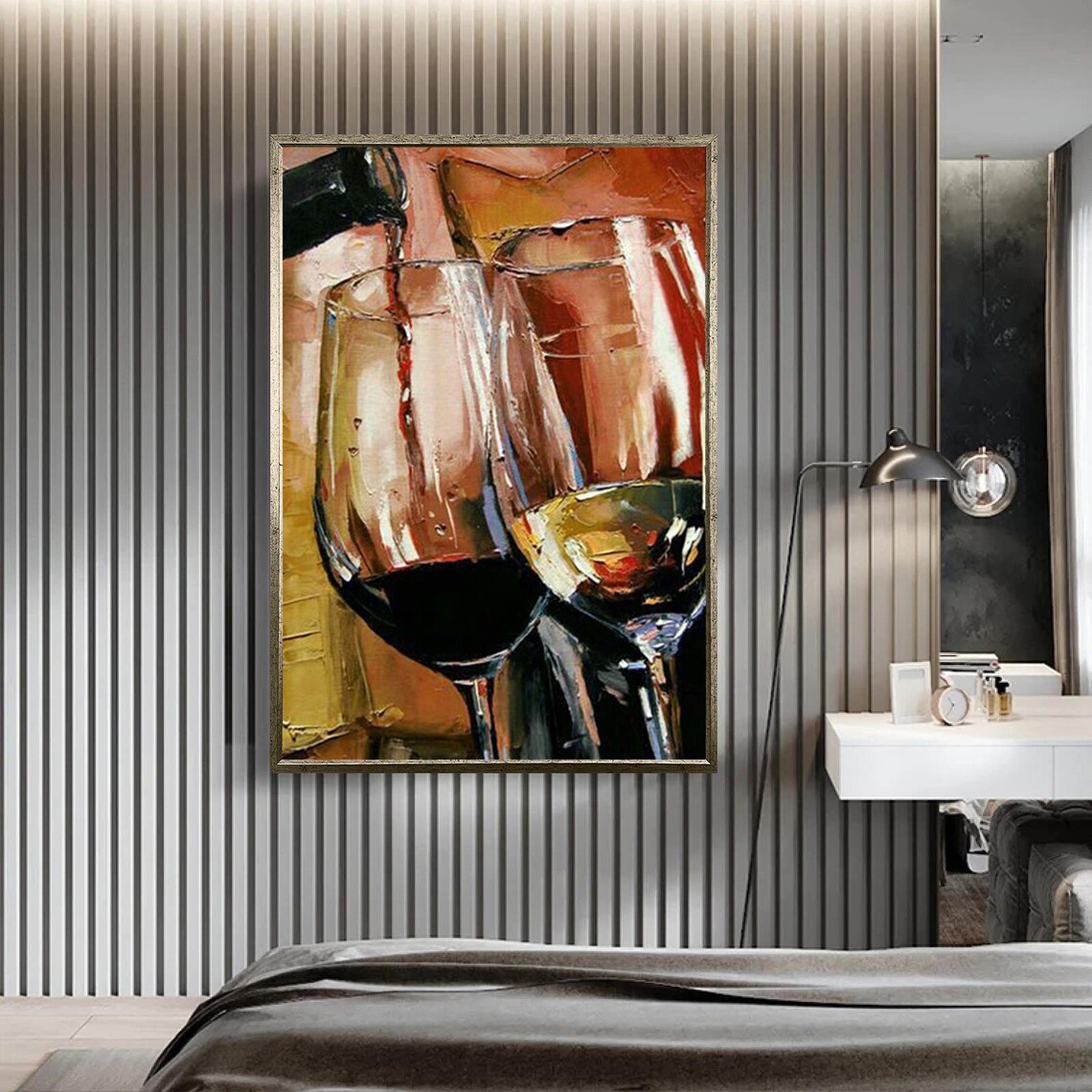 Red And White Wine Glasses Oil Painting Kitchen Bar Wall Art Poster