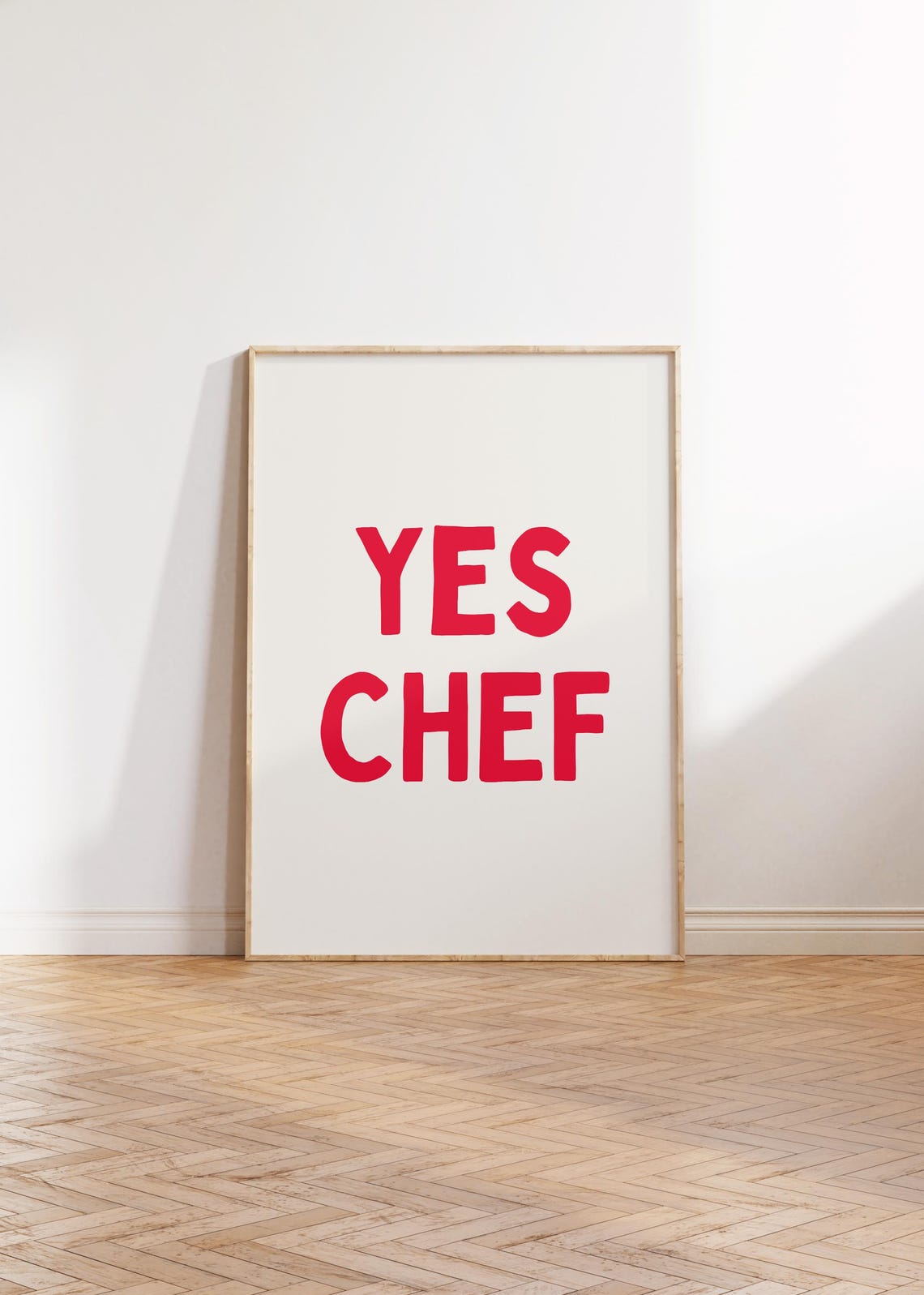 Yes Chef Bold Red Block Letters Vibrant Kitchen Attitude Art Poster - Image 3