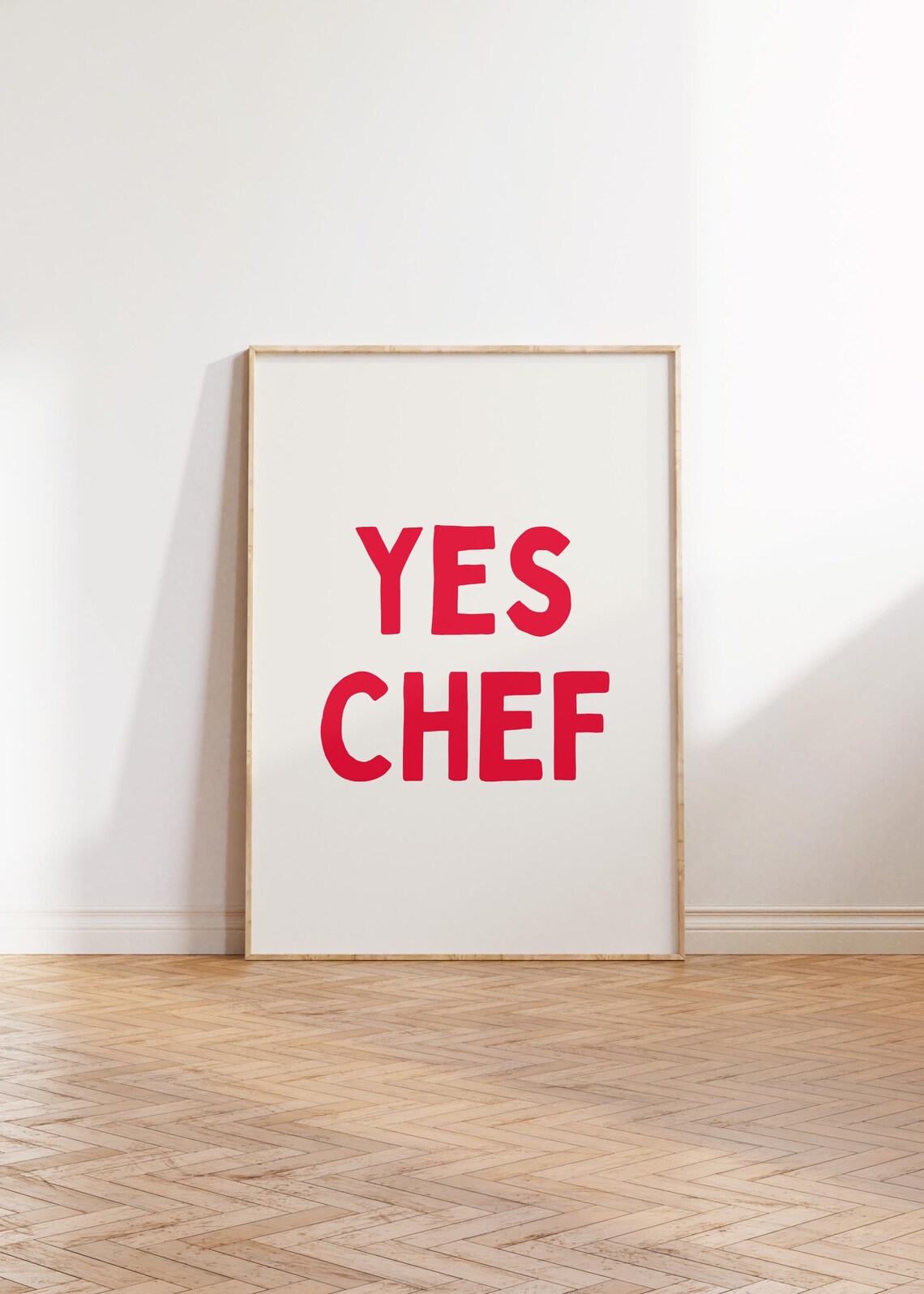 Yes Chef Red Print Cute Kitchen Wall Art Kitchen Print Trendy Kitchen Poster Minimalistic Kitchen Wall Art Cooking Wall Art - Image 3