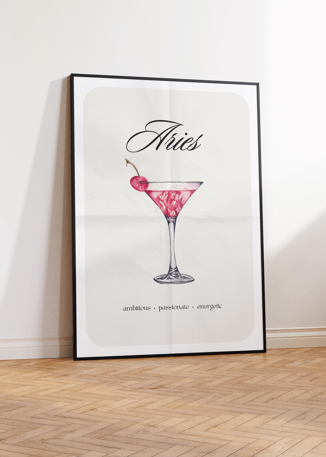 Aries Zodiac Cocktail Poster, Astrology Wall Art - Image 2