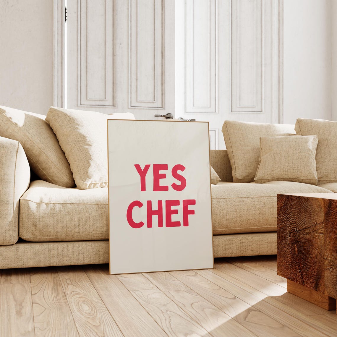 Yes Chef Bold Red Block Letters Vibrant Kitchen Attitude Art Poster - Image 2