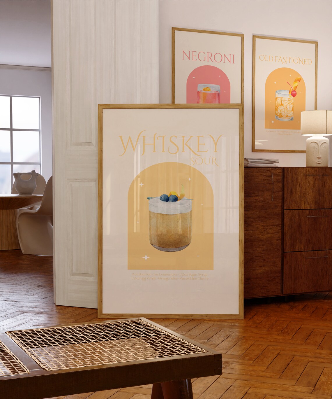 Whiskey Sour Cocktail Print, Trendy Kitchen Poster