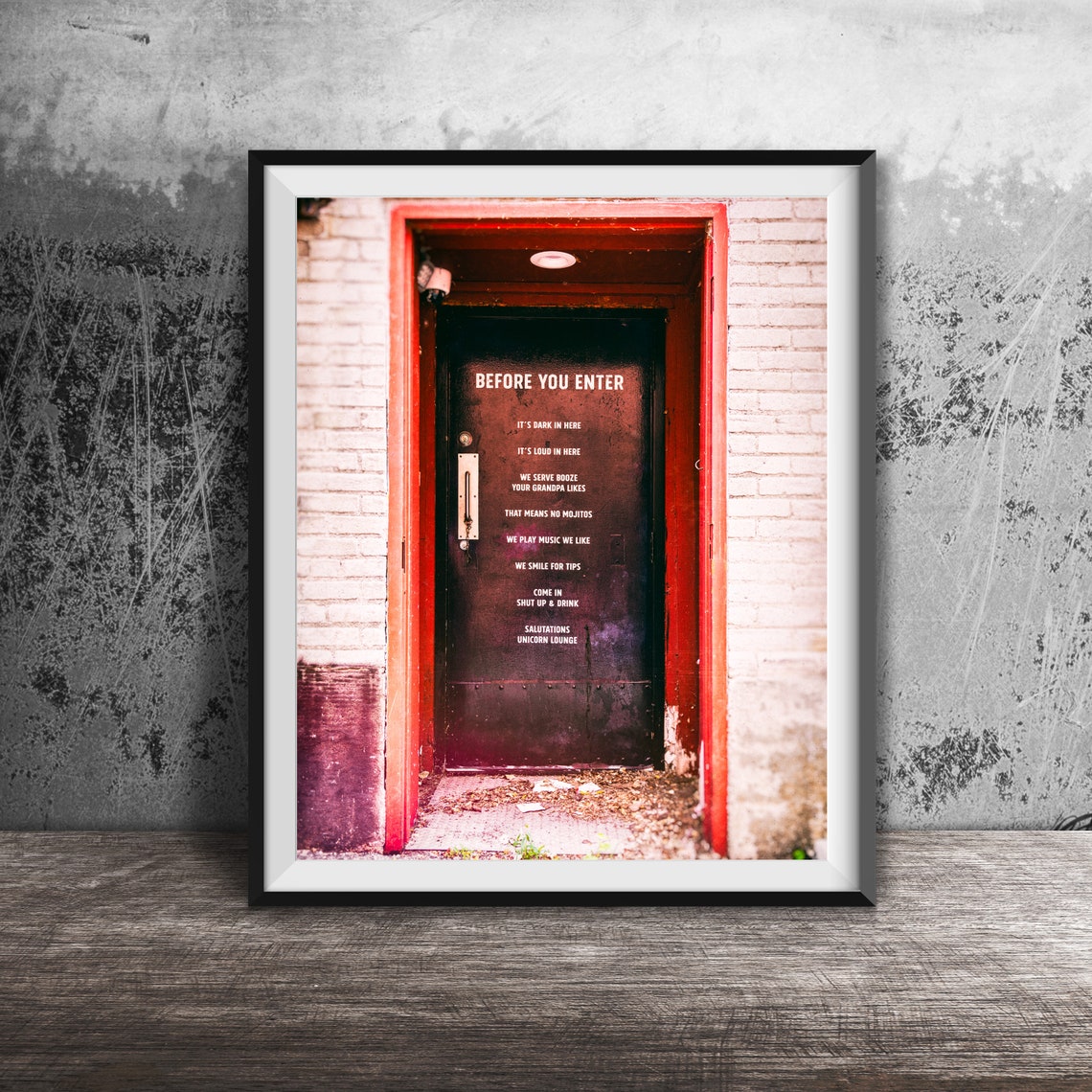 Before You Enter Funny Bar Door Rules Unicorn Lounge Quote Poster