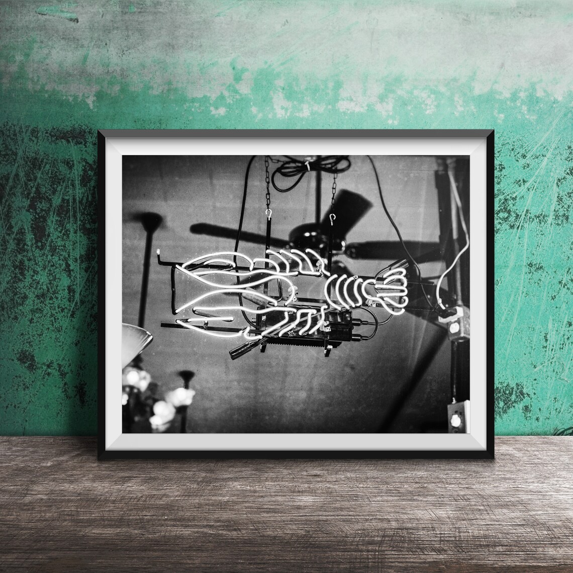 Neon Crawfish Sign Hanging in Restaurant Bar Photography Poster - Image 2