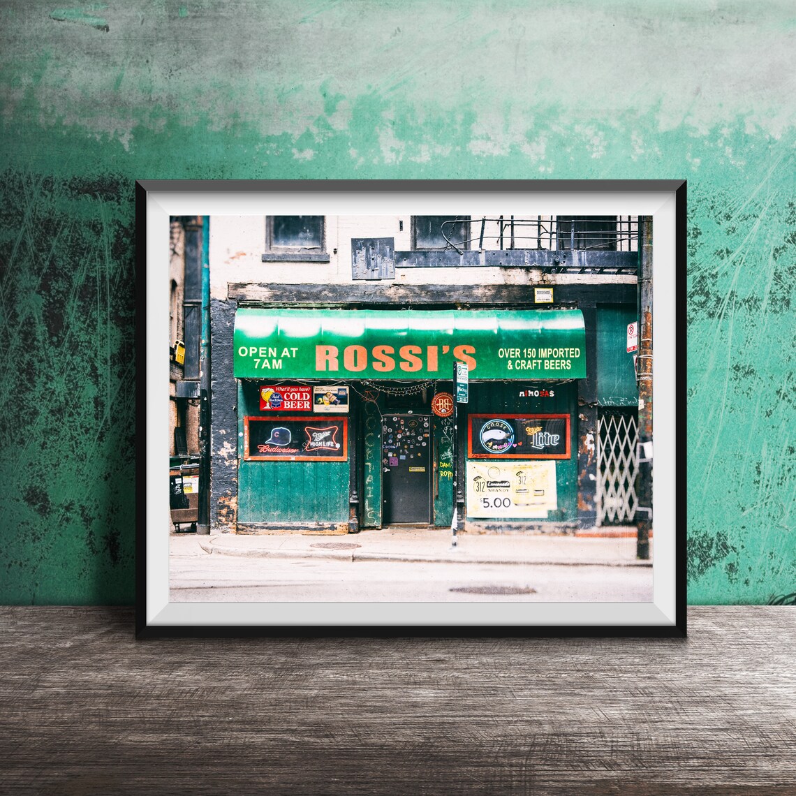 Rossi's Chicago Sign Photography, Travel Poster