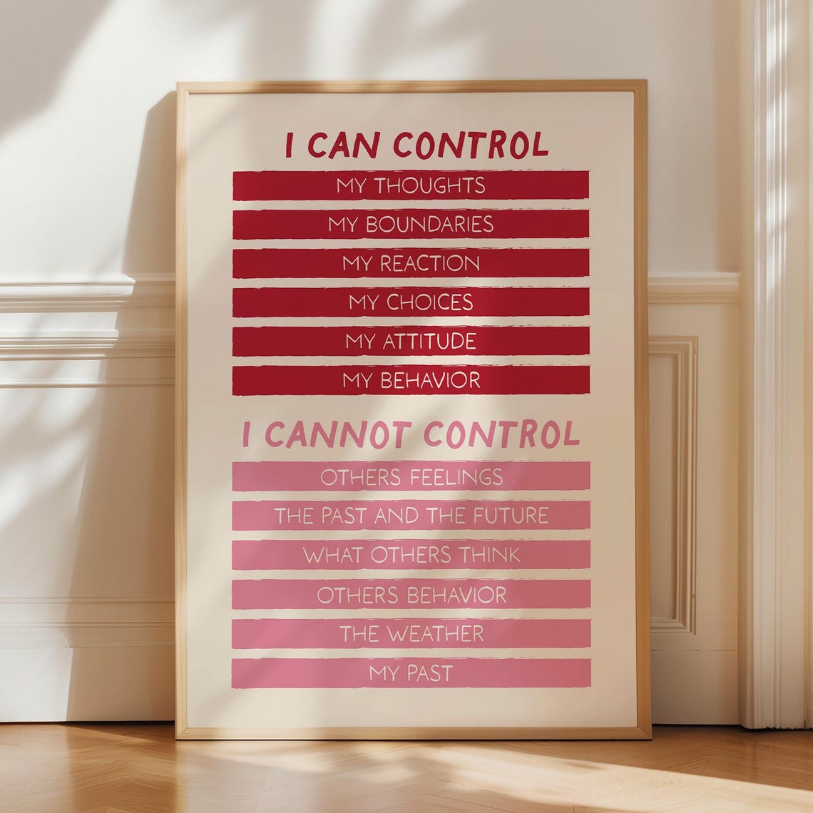 What I Can and Cannot Control Therapy Mindfulness Quote Wall Poster